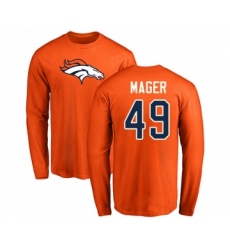Football Denver Broncos #49 Craig Mager Orange Name & Number Logo Long Sleeve T-Shirt