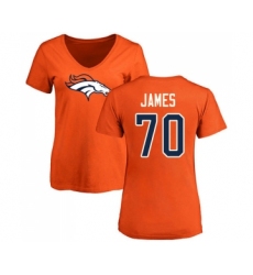 Football Women's Denver Broncos #70 Ja'Wuan James Orange Name & Number Logo T-Shirt