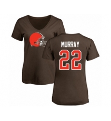 Football Women's Cleveland Browns #22 Eric Murray Brown Name & Number Logo T-Shirt