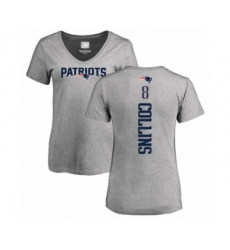 Football Women's New England Patriots #8 Jamie Collins Ash Backer V-Neck T-Shirt