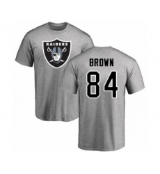 Football Oakland Raiders #84 Antonio Brown Ash Name & Number Logo T-Shirt