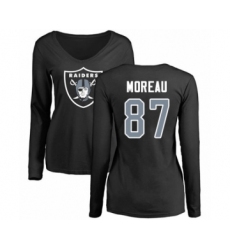 Football Women's Oakland Raiders #87 Foster Moreau Black Name & Number Logo Long Sleeve T-Shirt