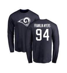 Football Los Angeles Rams #94 John Franklin-Myers Navy Blue Name & Number Logo Long Sleeve T-Shirt