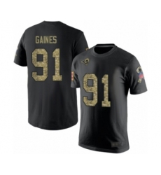 Men's Los Angeles Rams #91 Greg Gaines Black Camo Salute to Service T-Shirt
