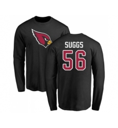 Football Arizona Cardinals #56 Terrell Suggs Black Name & Number Logo Long Sleeve T-Shirt