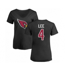 Football Women's Arizona Cardinals #4 Andy Lee Black Name & Number Logo T-Shirt