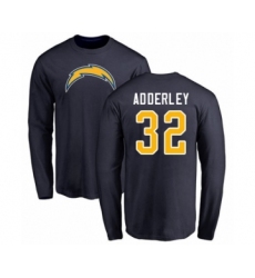 Football Los Angeles Chargers #32 Nasir Adderley Navy Blue Name & Number Logo Long Sleeve T-Shirt