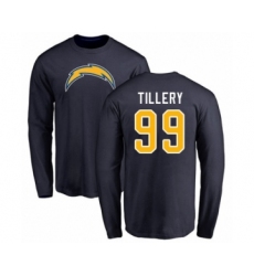 Football Los Angeles Chargers #99 Jerry Tillery Navy Blue Name & Number Logo Long Sleeve T-Shirt