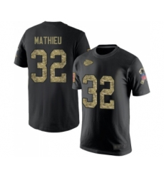 Football Men's Kansas City Chiefs #32 Tyrann Mathieu Black Camo Salute to Service T-Shirt