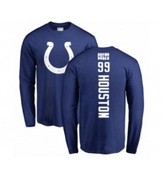 Football Indianapolis Colts #99 Justin Houston Royal Blue Backer Long Sleeve T-Shirt