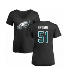Women's Philadelphia Eagles #51 Zach Brown Black Name & Number Logo Slim Fit T-Shirt