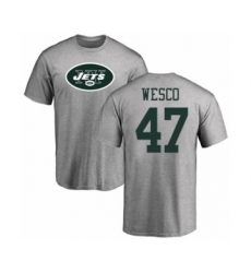 Football New York Jets #47 Trevon Wesco Ash Name & Number Logo T-Shirt