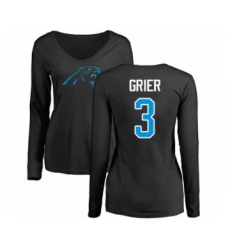 Football Women's Carolina Panthers #3 Will Grier Black Name & Number Logo Slim Fit Long Sleeve T-Shirt