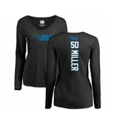 Football Women's Carolina Panthers #50 Christian Miller Black Backer Slim Fit Long Sleeve T-Shirt