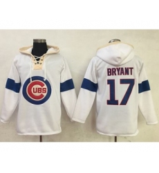 Cubs #17 Kris Bryant White Pullover MLB Hoodie
