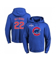 Cubs #22 Jason Heyward Blue 2016 World Series Champions Primary Logo Pullover MLB Hoodie