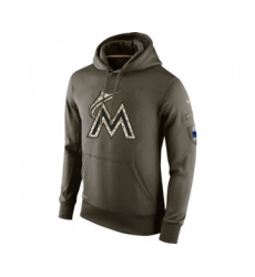 Men's Miami Marlins Nike Olive Salute To Service KO Performance Hoodie