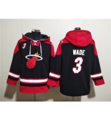 Men's Miami Heat #3 Dwyane Wade Black Ageless Must-Have Lace-Up Pullover Hoodie
