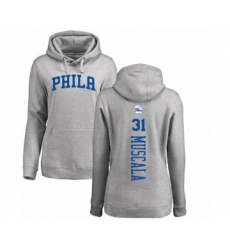 NBA Women's Nike Philadelphia 76ers #31 Mike Muscala Ash Backer Pullover Hoodie