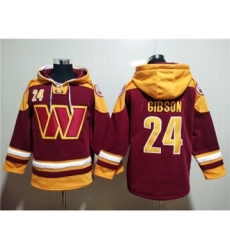 Men's Washington Commanders #24 Antonio Gibson Burgundy Lace-Up Pullover Hoodie