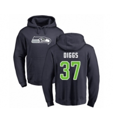 Football Seattle Seahawks #37 Quandre Diggs Navy Blue Name & Number Logo Pullover Hoodie