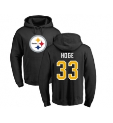 Football Pittsburgh Steelers #33 Merril Hoge Black Name & Number Logo Pullover Hoodie