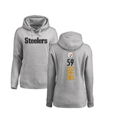 Football Women's Pittsburgh Steelers #59 Jack Ham Ash Backer Pullover Hoodie