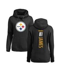 Football Women's Pittsburgh Steelers #81 Jesse James Black Backer Pullover Hoodie