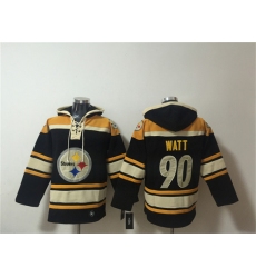 Men's Pittsburgh Steelers #90 T. J. Watt Black Ageless Must-Have Lace-Up Pullover Hoodie