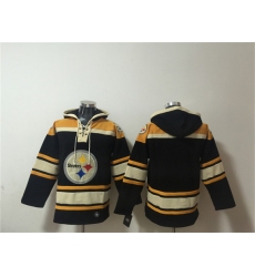 Men's Pittsburgh Steelers Blank Black Ageless Must-Have Lace-Up Pullover Hoodie