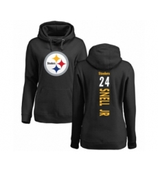 Women's Pittsburgh Steelers #24 Benny Snell Jr. Black Backer Pullover Hoodie