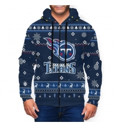 Titans Team Christmas Ugly Men's Zip Hooded Sweatshirt