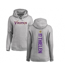 Football Women's Minnesota Vikings #19 Adam Thielen Ash Backer Pullover Hoodie
