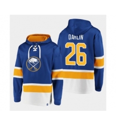 Men's Buffalo Sabres #26 Rasmus Dahlin Royal Ageless Must-Have Lace-Up Pullover Hoodie