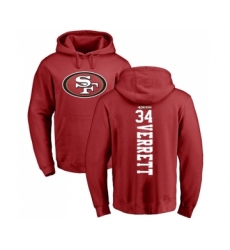 Football San Francisco 49ers #34 Jason Verrett Red Backer Pullover Hoodie