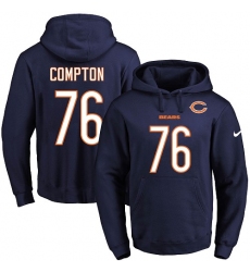 NFL Men's Nike Chicago Bears #76 Tom Compton Navy Blue Name & Number Pullover Hoodie