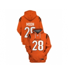 Men's Cincinnati Bengals #28 Joe Mixon 2021 Orange Pullover Football Hoodie
