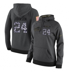 NFL Women's Nike Buffalo Bills #24 Leonard Johnson Stitched Black Anthracite Salute to Service Player Performance Hoodie