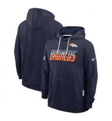 Men's Denver Broncos Navy Sideline Standard Issue Top Prospect Dri-FIT Hoodie