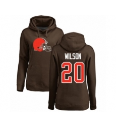 Football Women's Cleveland Browns #20 Howard Wilson Brown Name & Number Logo Pullover Hoodie