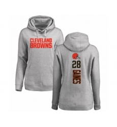 Football Women's Cleveland Browns #28 Phillip Gaines Ash Backer Pullover Hoodie