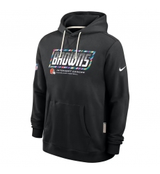 Men's Cleveland Browns Black 2026 Crucial Catch Sideline Standard Issue Dri-FIT Pullover Hoodie