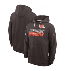 Men's Cleveland Browns Brown Sideline Standard Issue Top Prospect Dri-FIT Hoodie