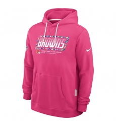 Men's Cleveland Browns Pink 2026 Crucial Catch Sideline Standard Issue Dri-FIT Pullover Hoodie