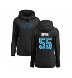 Football Women's Carolina Panthers #55 Bruce Irvin Black Name & Number Logo Pullover Hoodie
