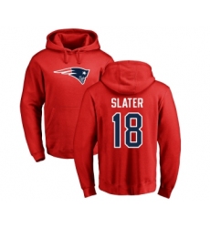 Football New England Patriots #18 Matthew Slater Red Name & Number Logo Pullover Hoodie