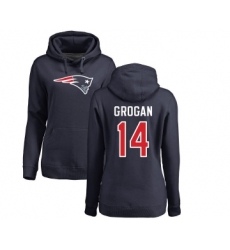 Football Women's New England Patriots #14 Steve Grogan Navy Blue Name & Number Logo Pullover Hoodie
