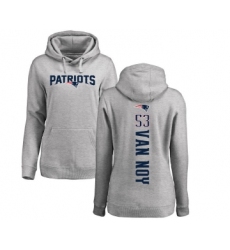 Football Women's New England Patriots #53 Kyle Van Noy Ash Backer Pullover Hoodie