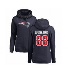 Football Women's New England Patriots #88 Austin Seferian-Jenkins Navy Blue Name & Number Logo Pullover Hoodie
