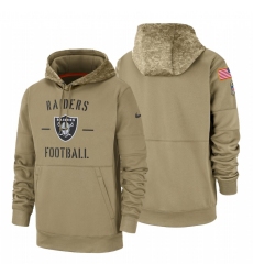 Men's Oakland Raiders 2019 Salute to Service Tan Sideline Therma Pullover Hoodie